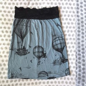 Blue mini skirt with lace - medium